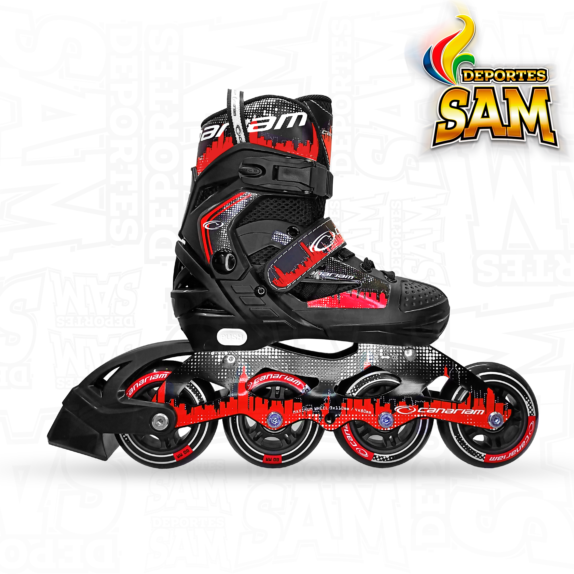 PATINES ROLLER TEAM CANARIAM ROJO X NEGRO