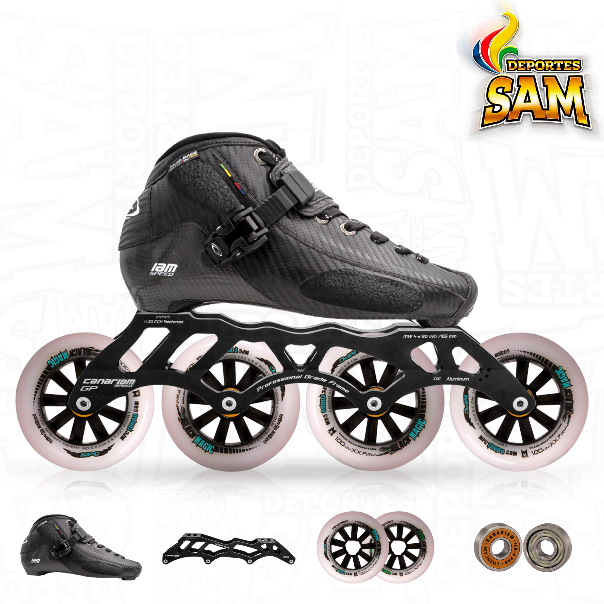 PATIN PROFESIONAL BOTA ONIX CHASIS GP GIANT 12,0 RUEDA MPC BLACK MAGIC 100MM BALINERA TWINCAM ILQ-9PRO
