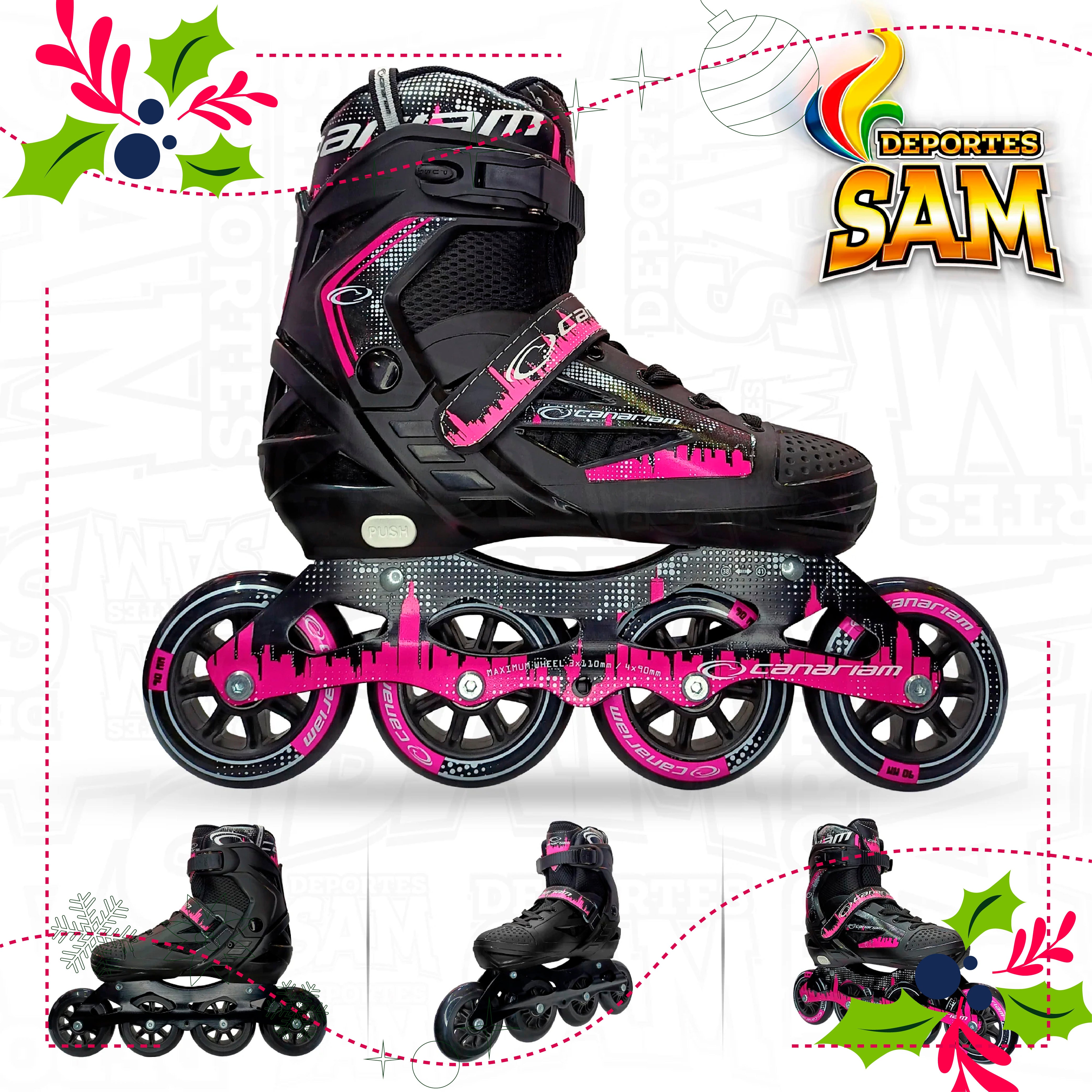 PATINES ROLLER PINK CANARIAM FUCSIA X NEGRO