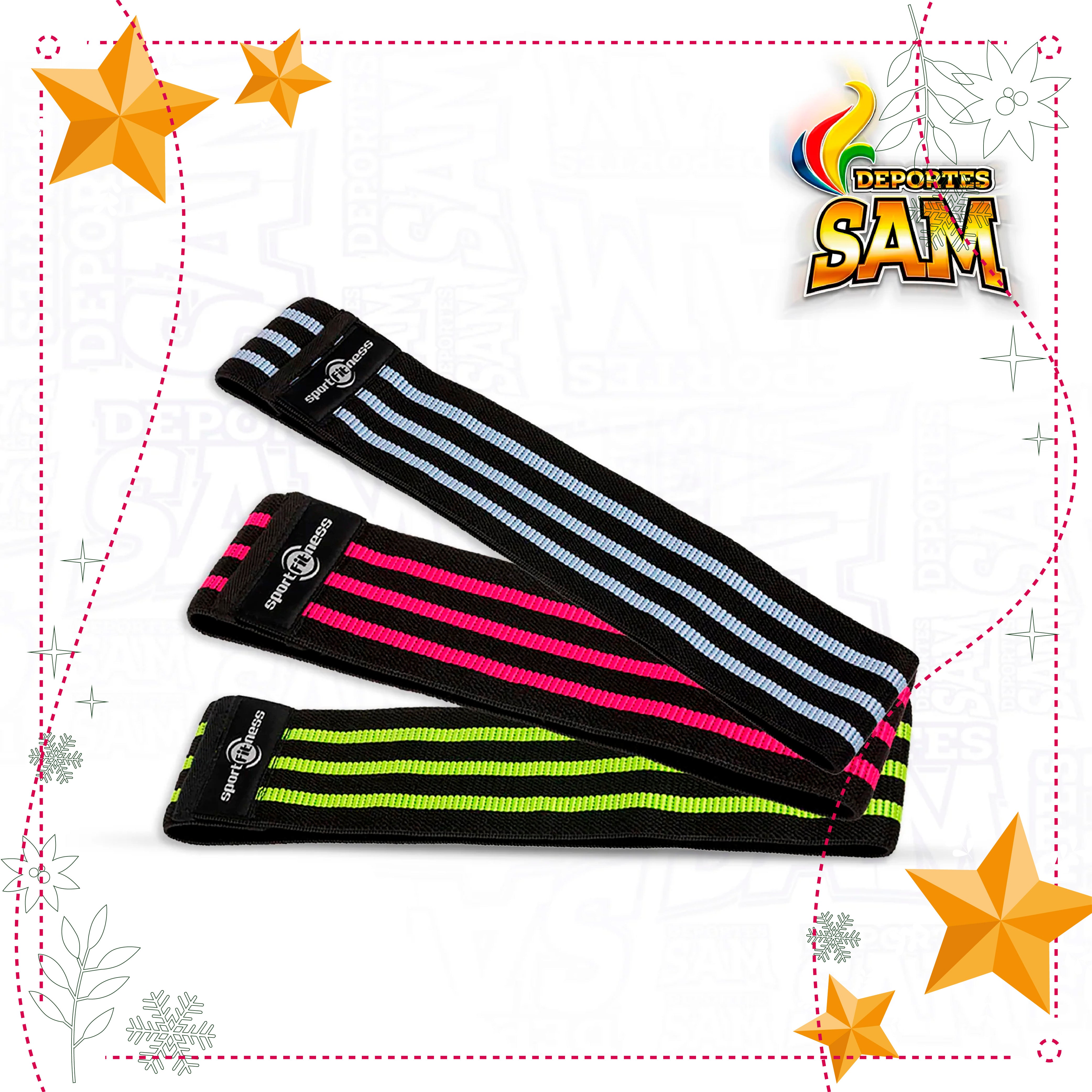 SET DE BANDAS ELASTICAS TELA X3 SPORTFITNESS