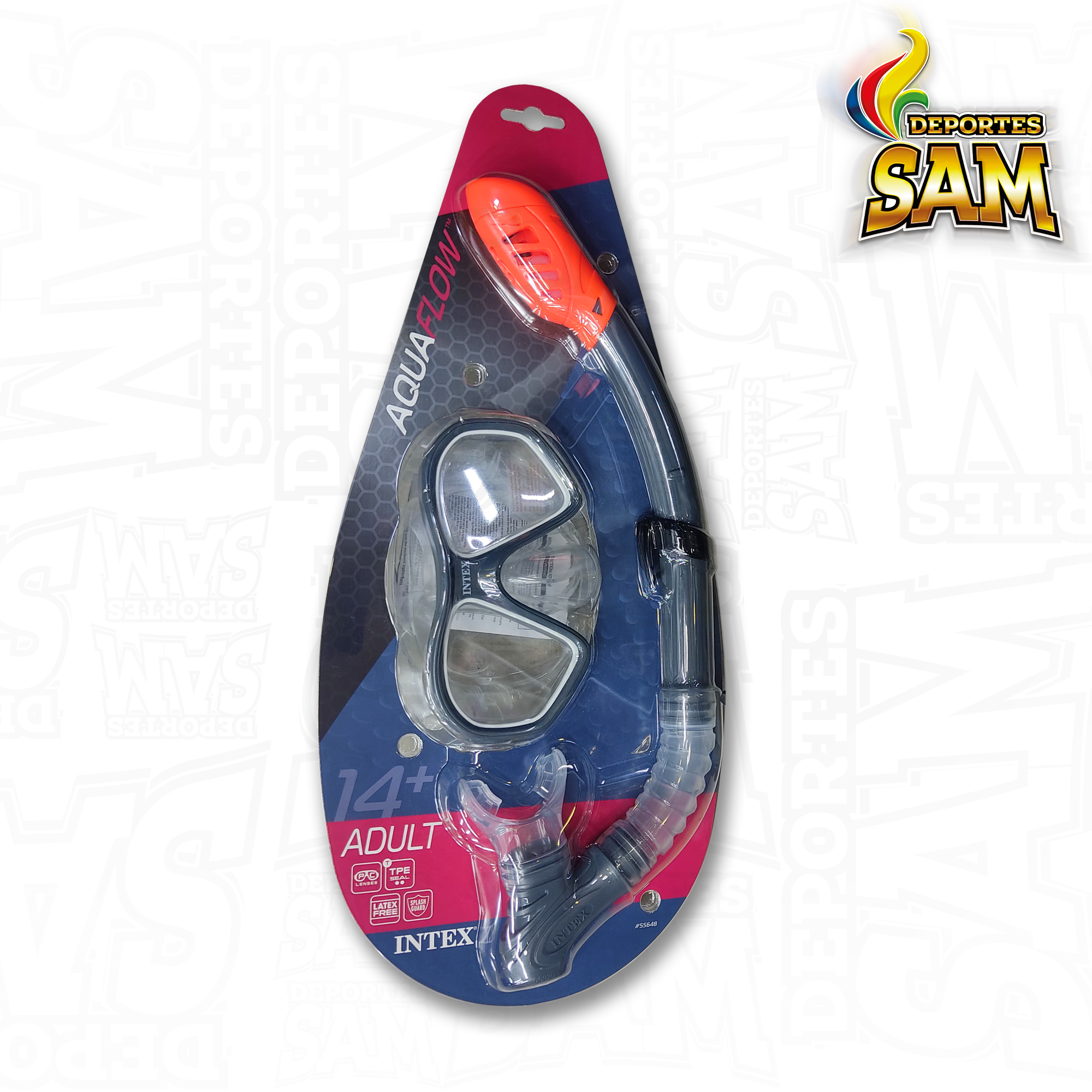 SET CARETA Y SNORKEL INTEX DOBLE VALVULA