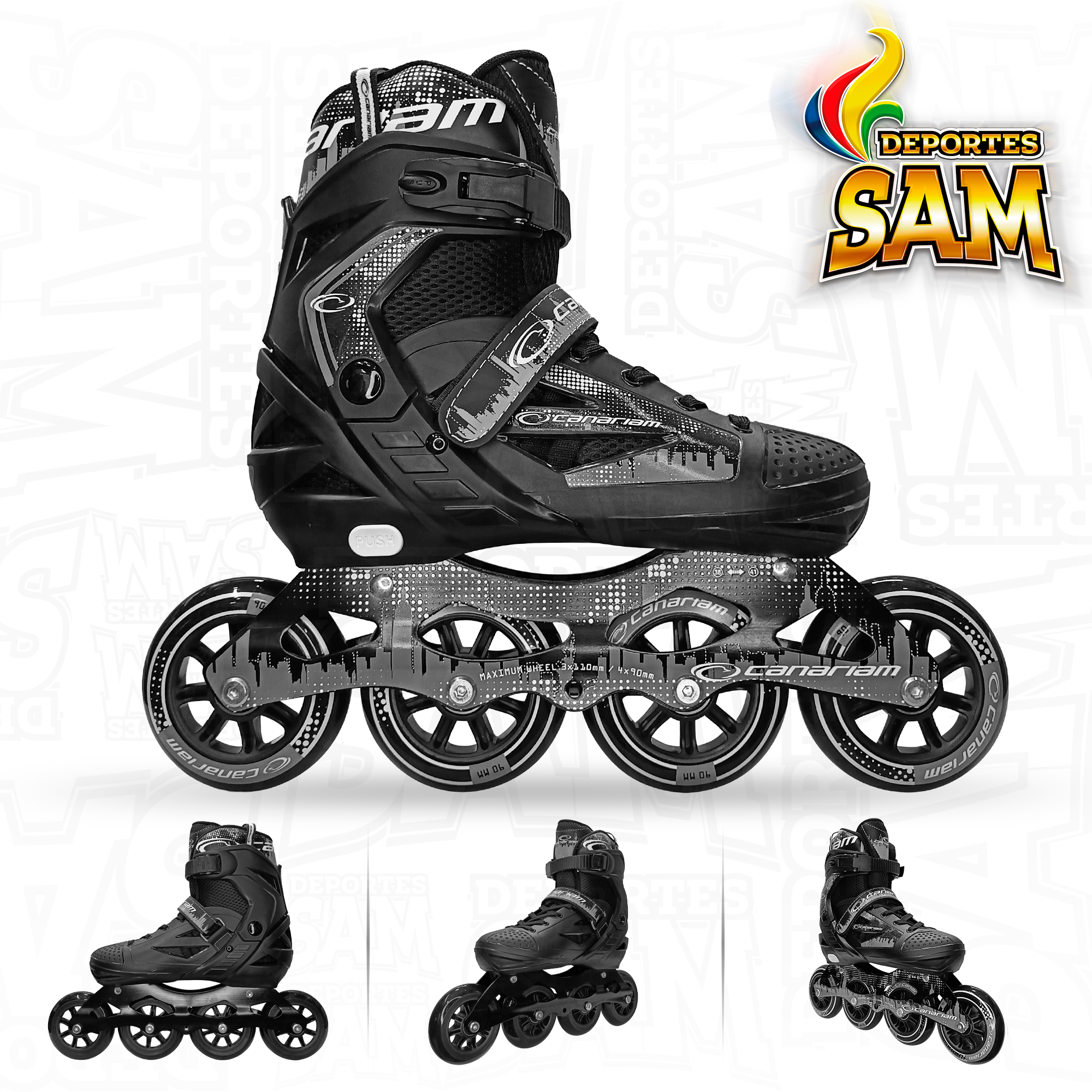 PATINES ROLLER TEAM CANARIAM GRIS NEGRO