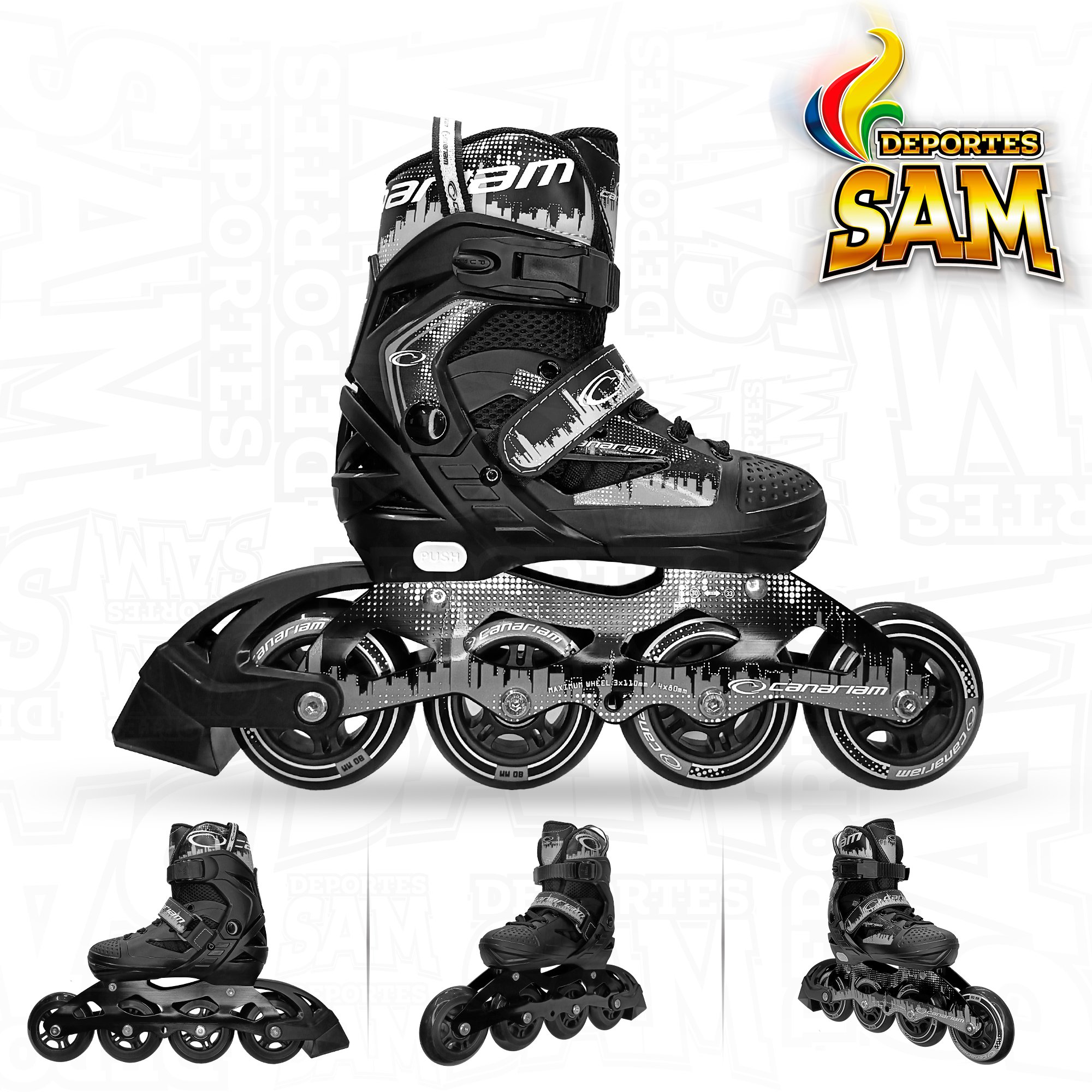 PATINES ROLLER TEAM CANARIAM GRIS NEGRO