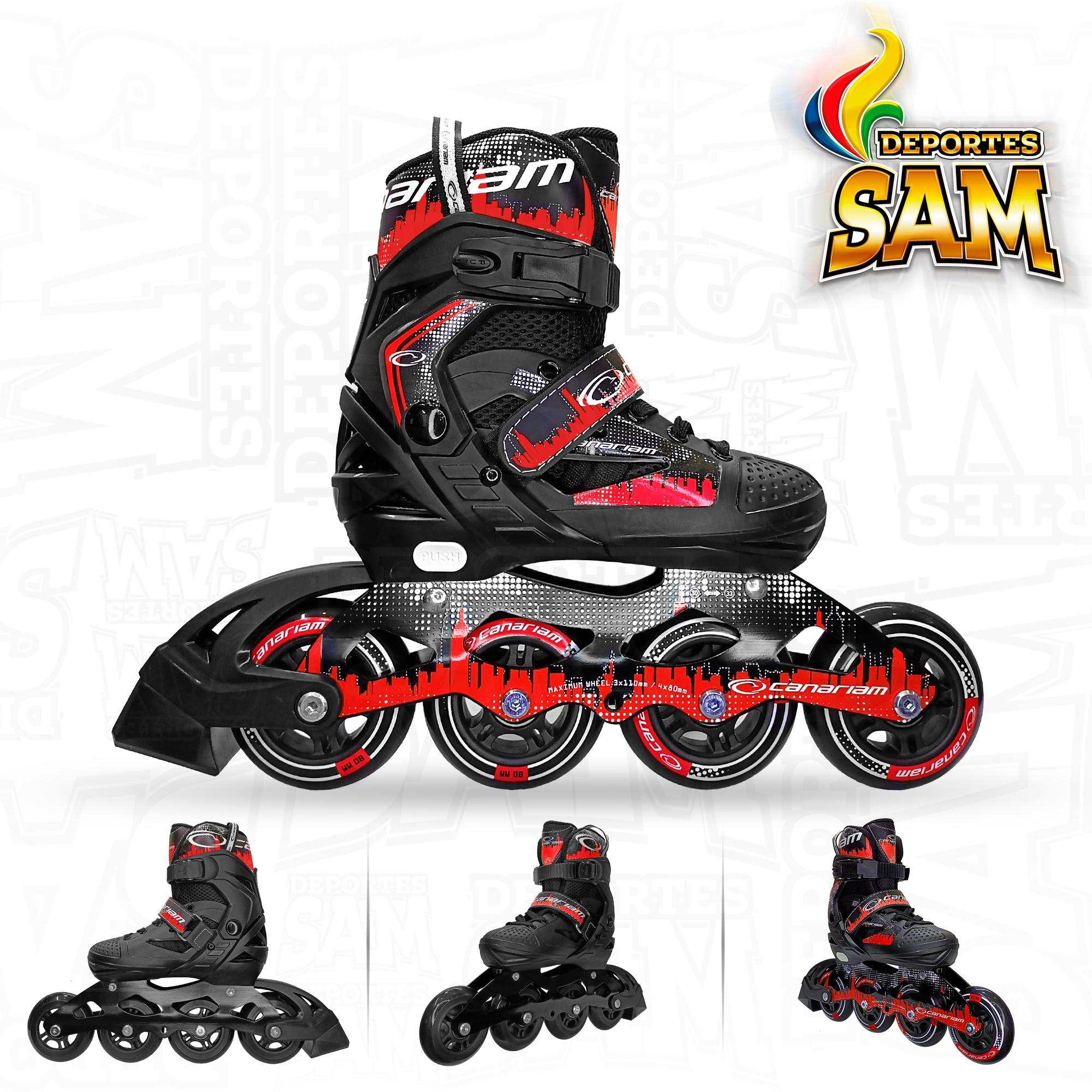 PATINES ROLLER TEAM CANARIAM ROJO X NEGRO