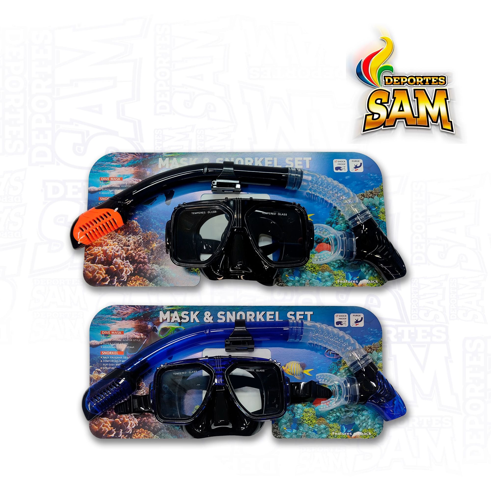 SET CARETA SNORKEL TEMPERED GLASS DOBLE VAL RUNNER