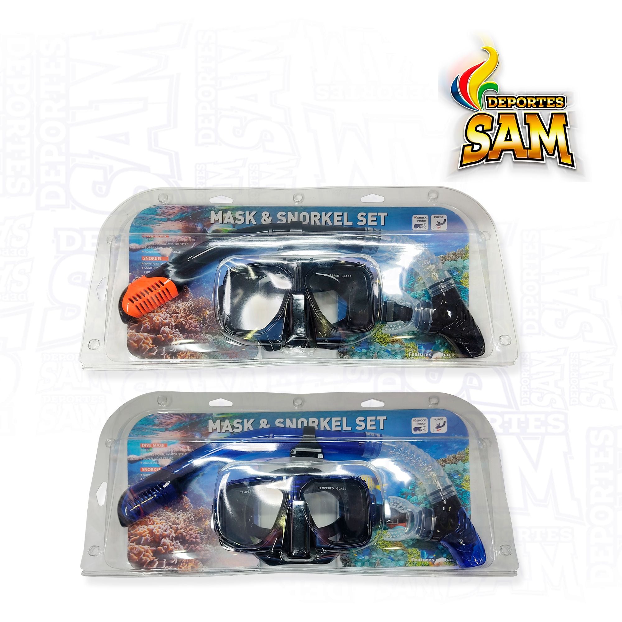 SET CARETA SNORKEL TEMPERED GLASS DOBLE VAL RUNNER