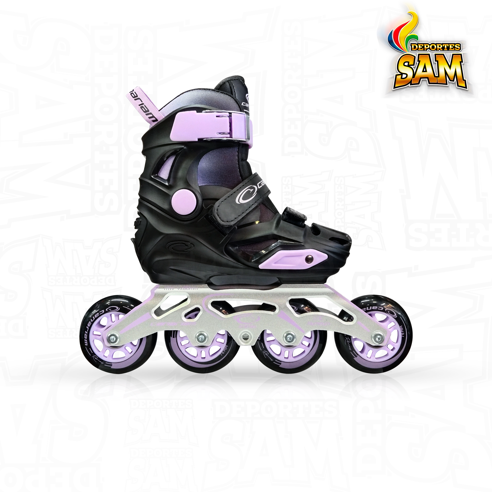 PATINES ROMAX NEGRO X LILA CANARIAM
