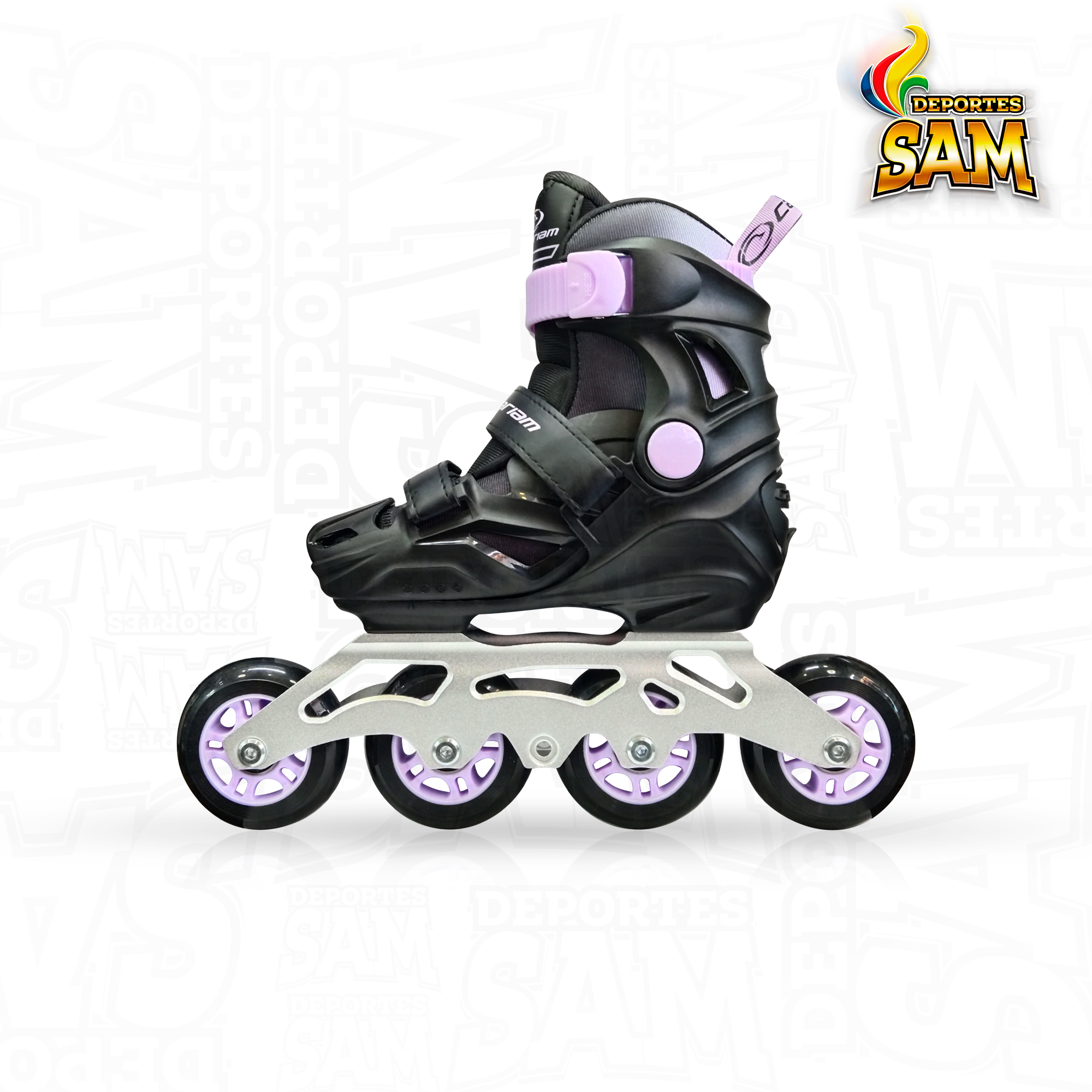 PATINES ROMAX NEGRO X LILA CANARIAM
