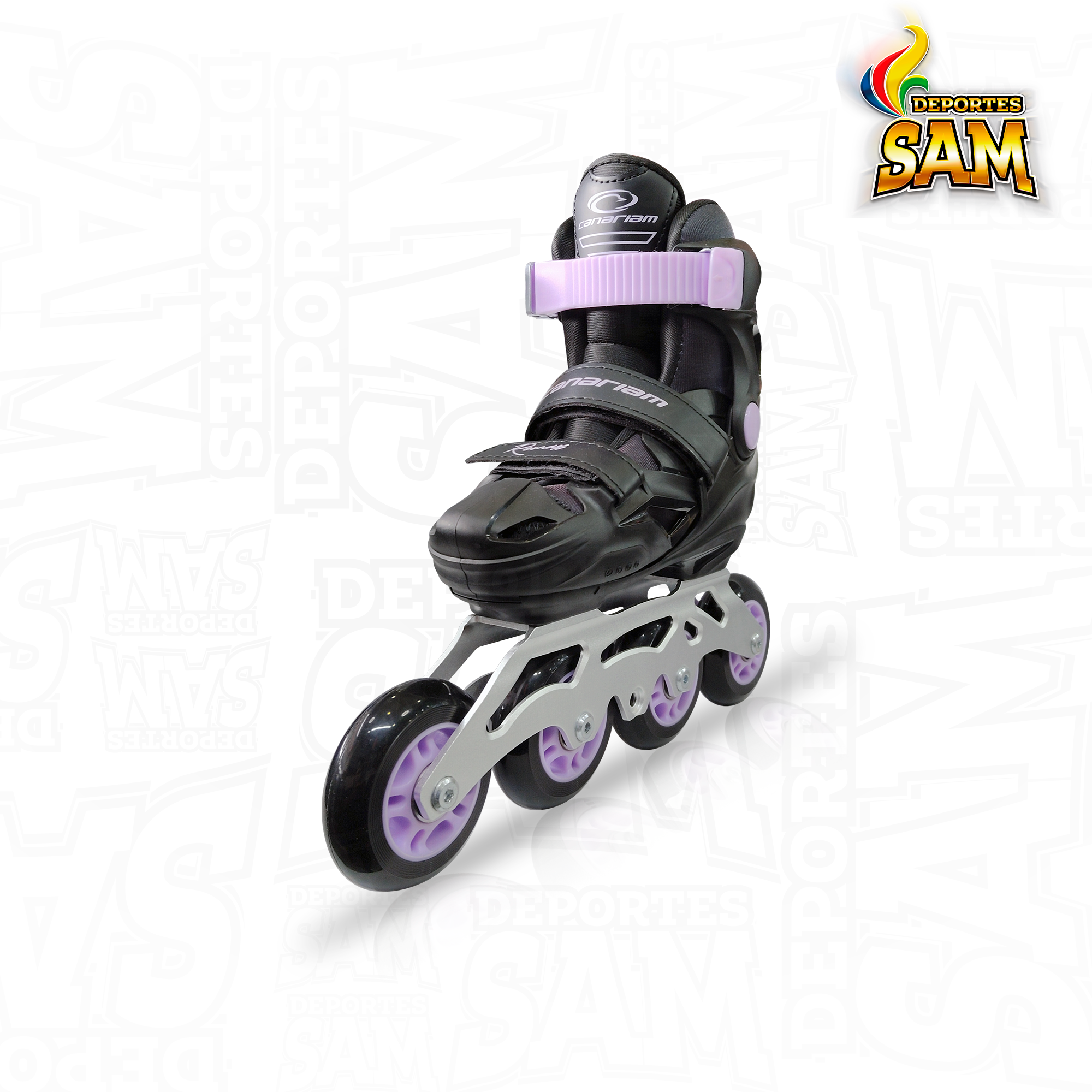 PATINES ROMAX NEGRO X LILA CANARIAM