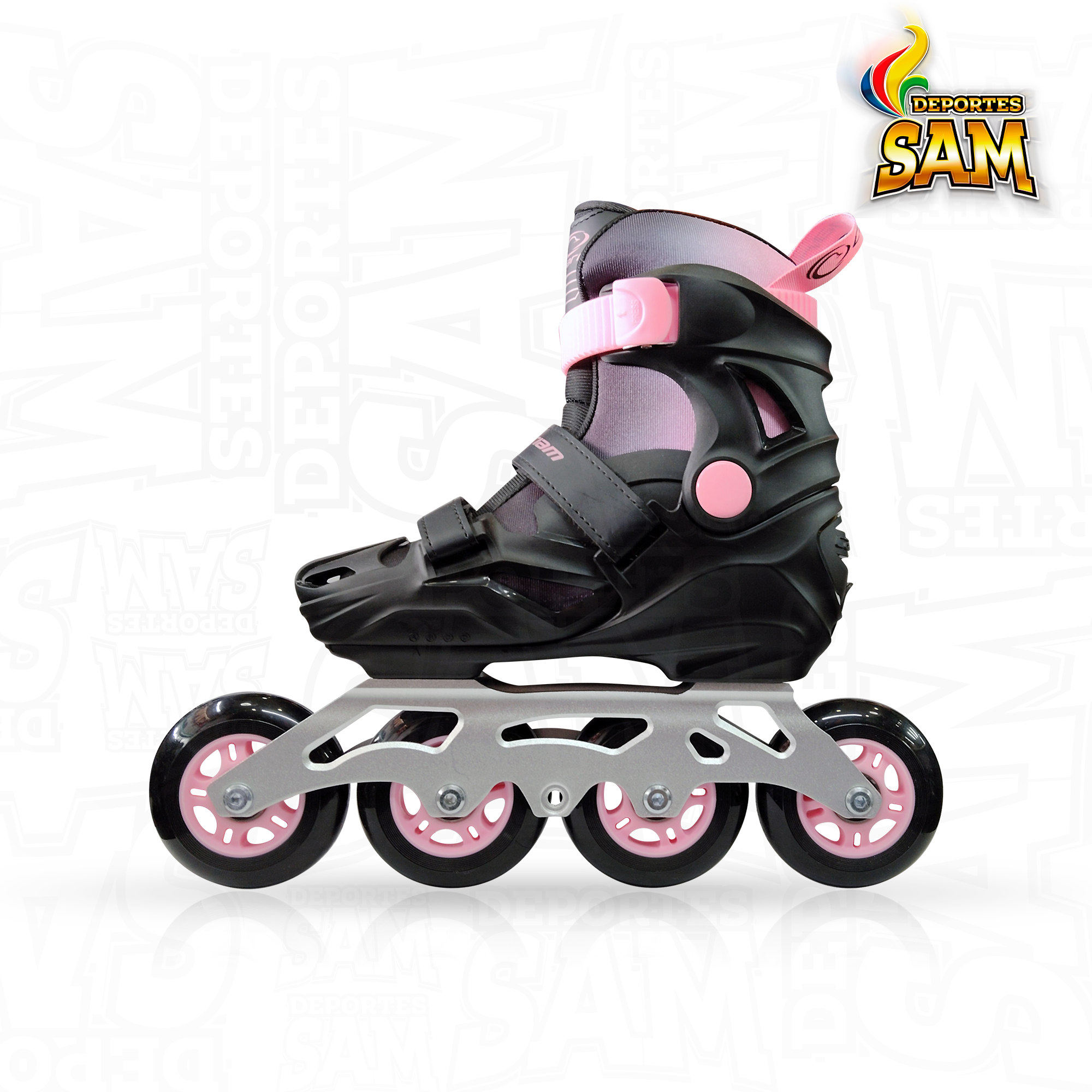 PATINES ROMAX NEGRO X ROSADO CANARIAM
