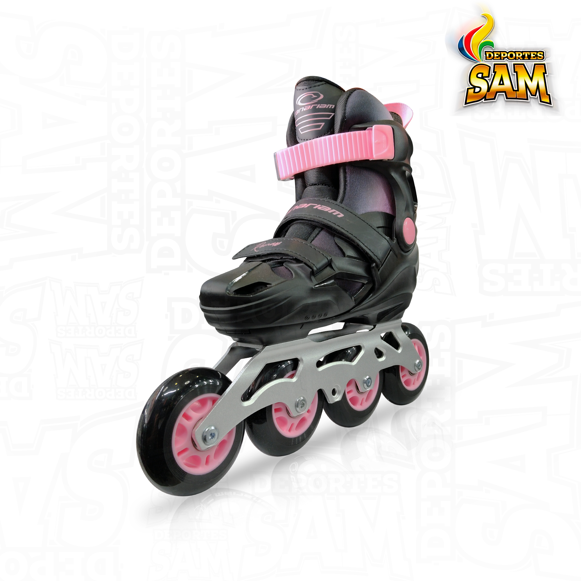 PATINES ROMAX NEGRO X ROSADO CANARIAM
