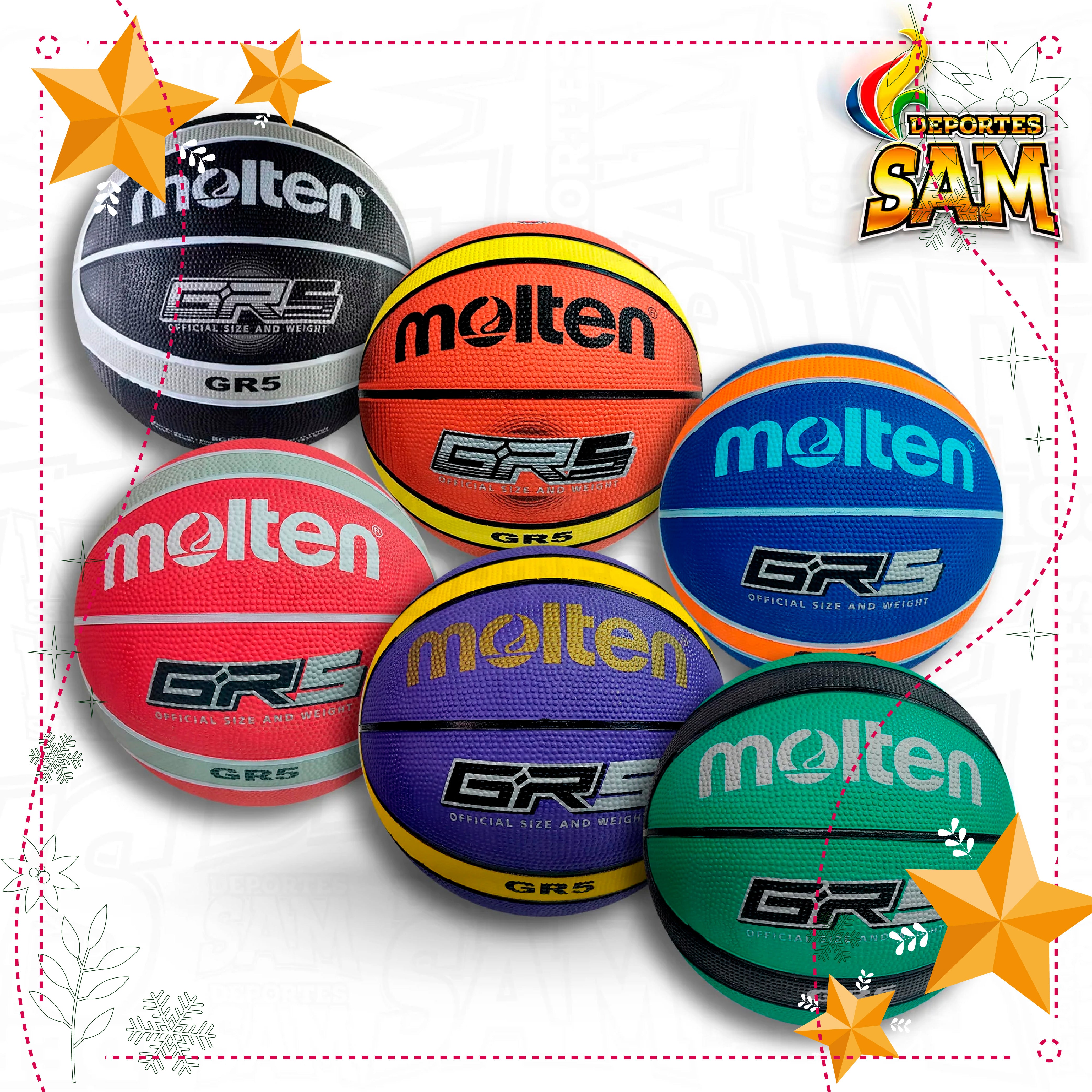 BALON MINIBALONCESTO MOLTEN N.5 BGRX5