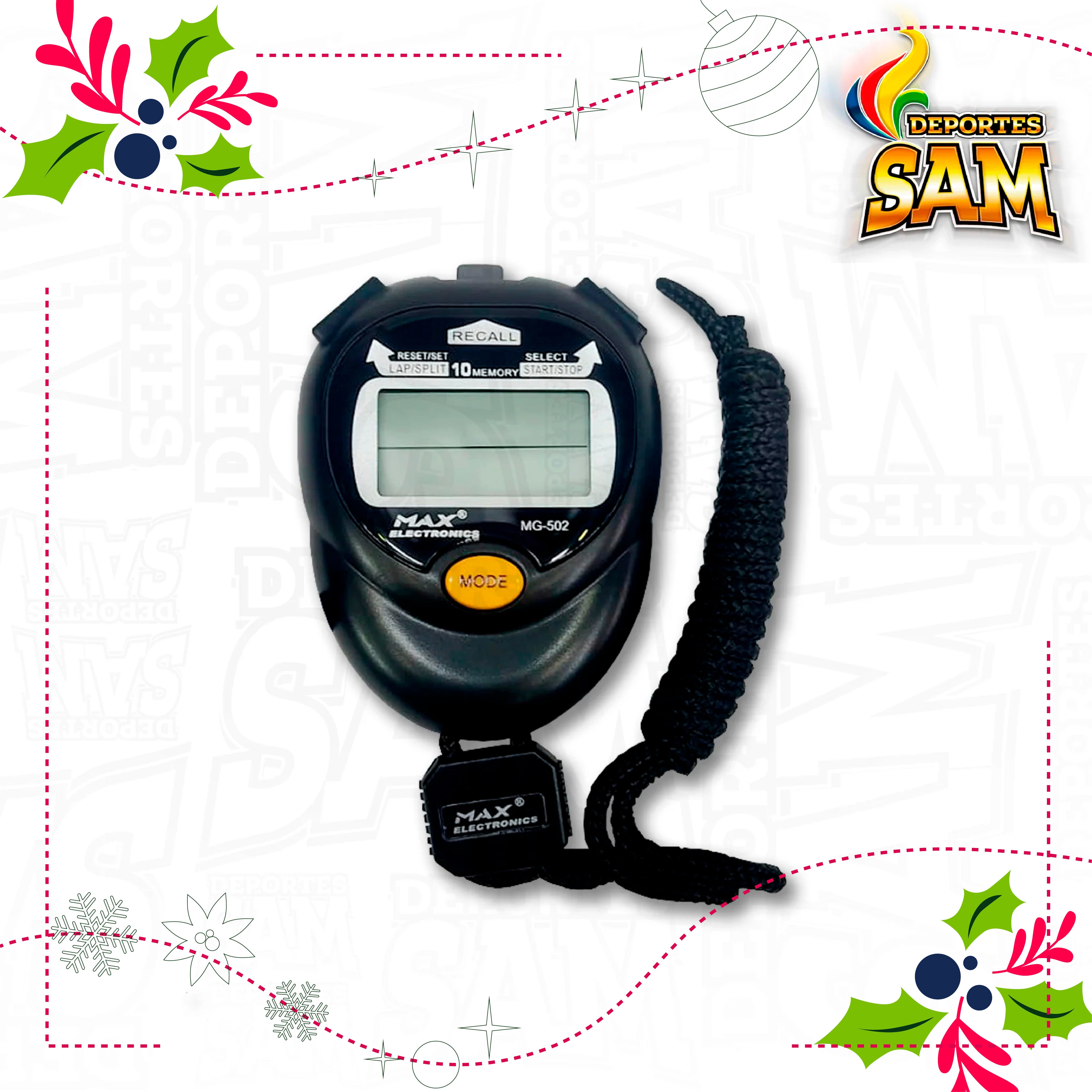 CRONOMETRO MAX MG-502 10 MEMORIAS NEGRO