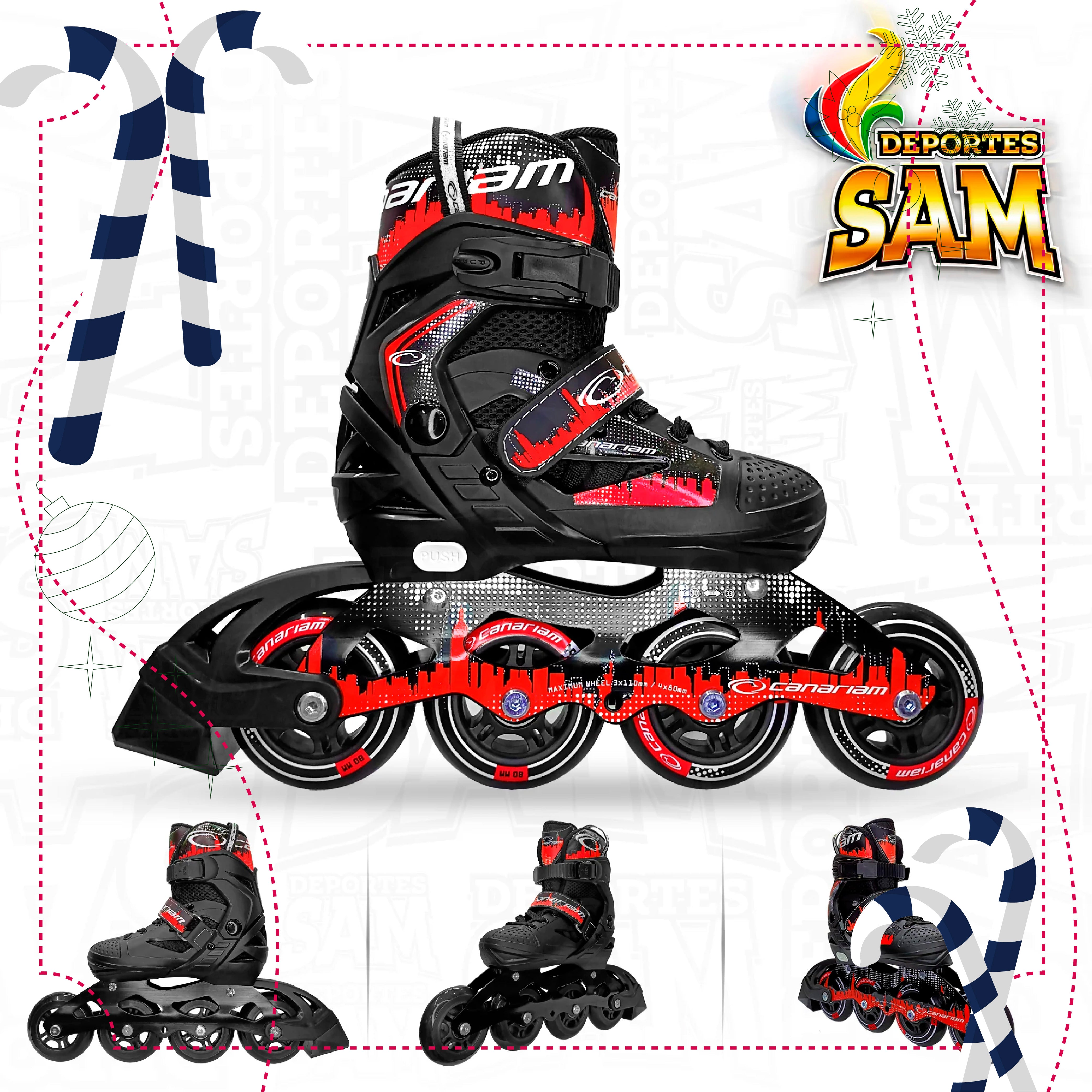 PATINES ROLLER TEAM CANARIAM ROJO X NEGRO