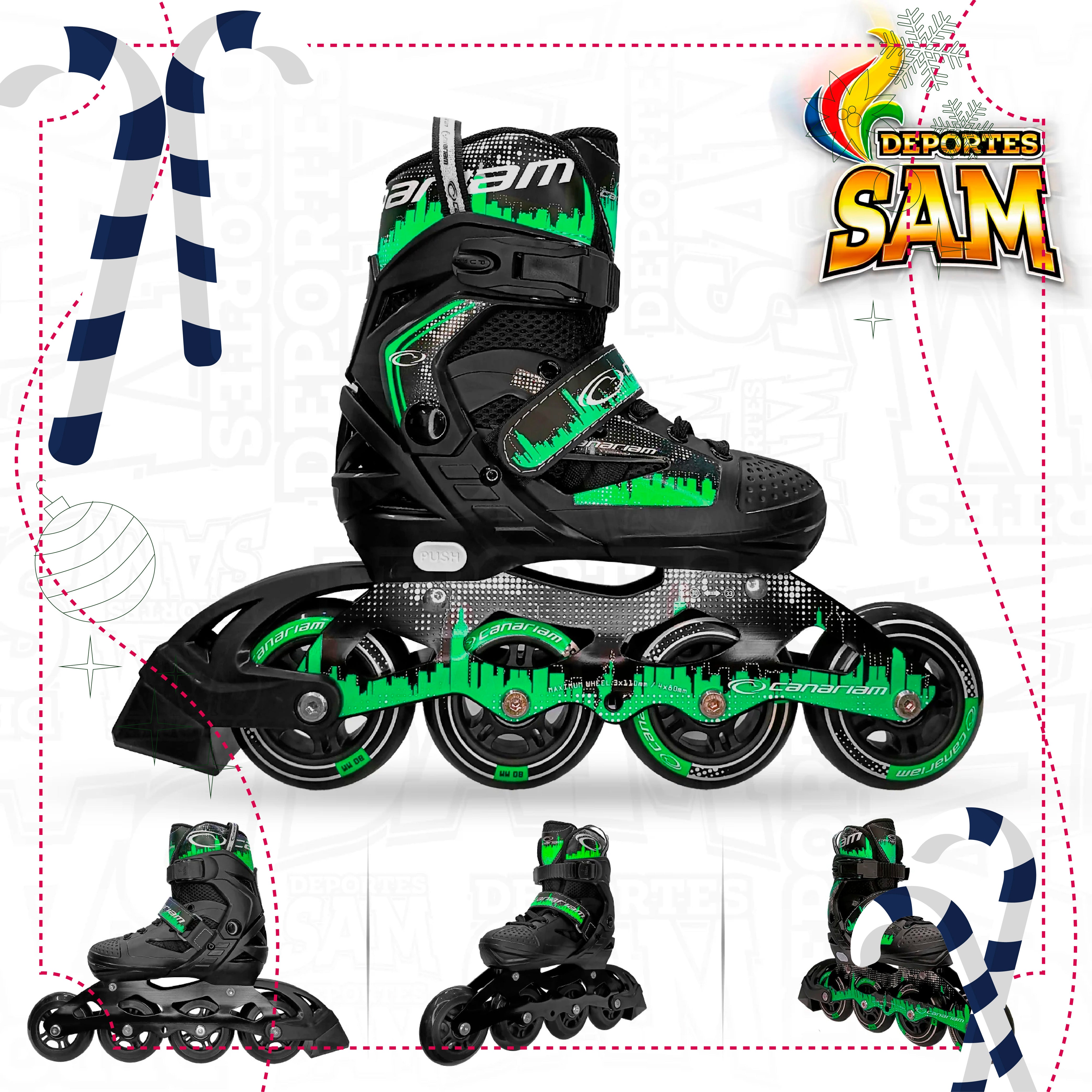 PATINES ROLLER TEAM CANARIAM VERDE X NEGRO