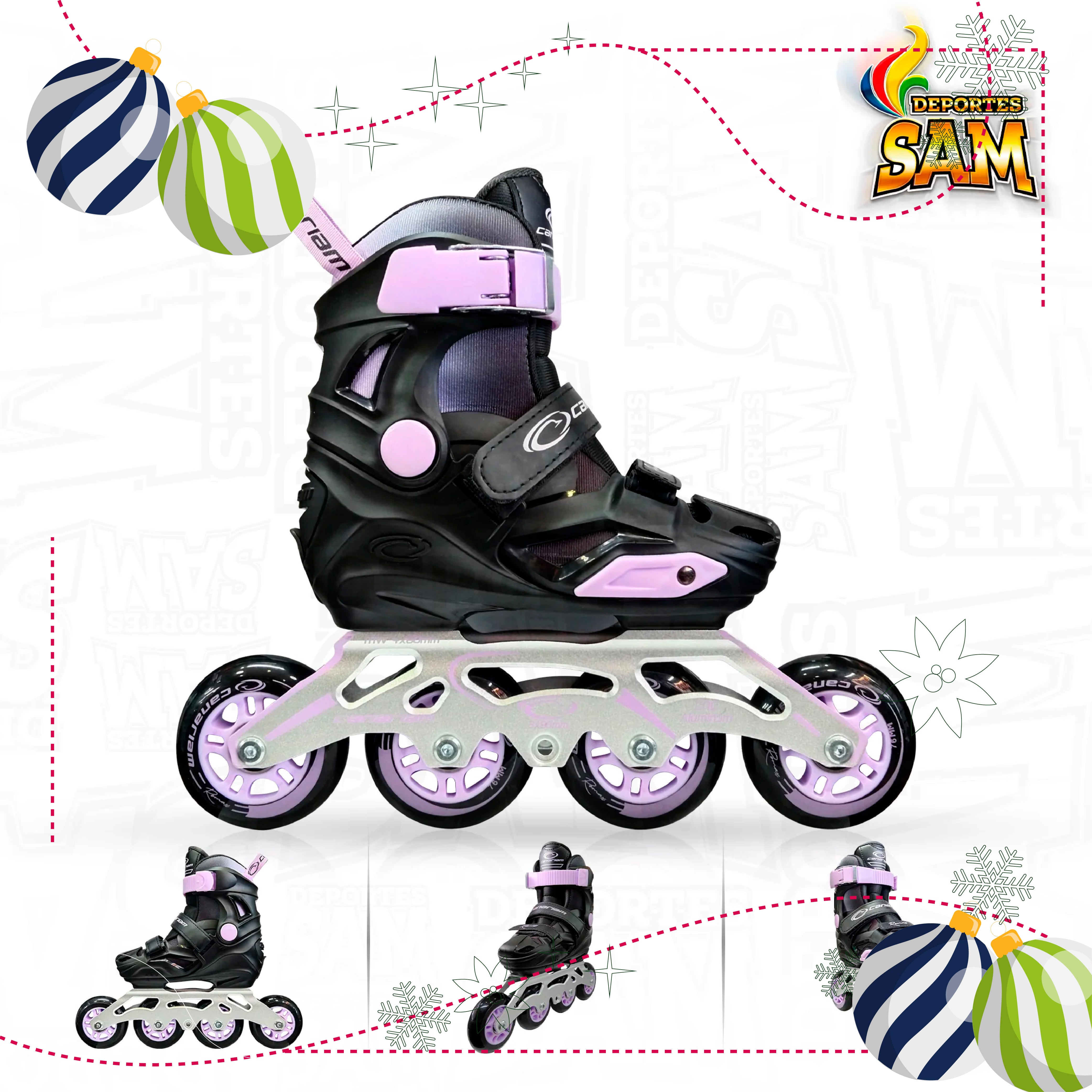 PATINES ROMAX NEGRO X LILA CANARIAM