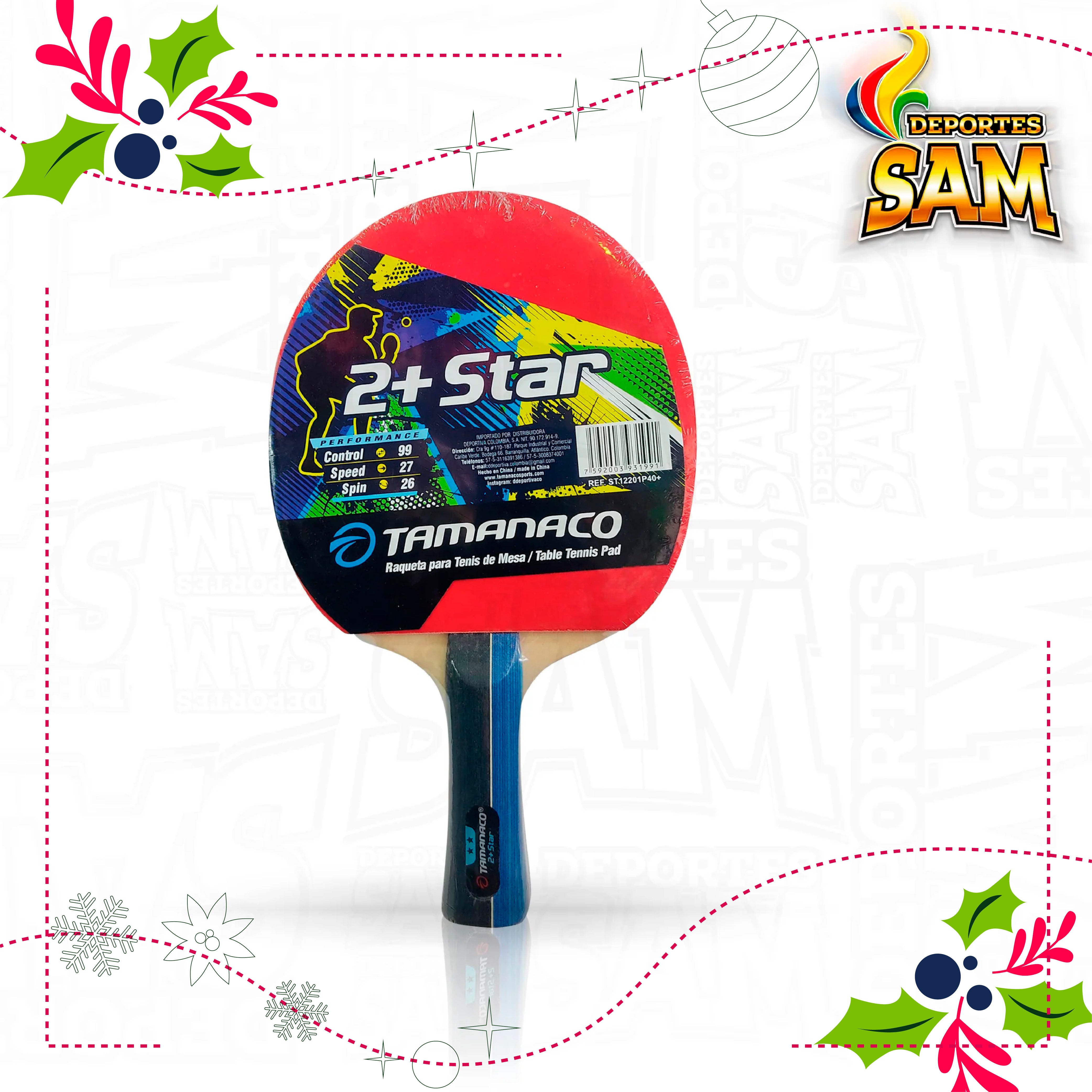 RAQUETA PING PONG 2 ESTRELLAS TAMANACO