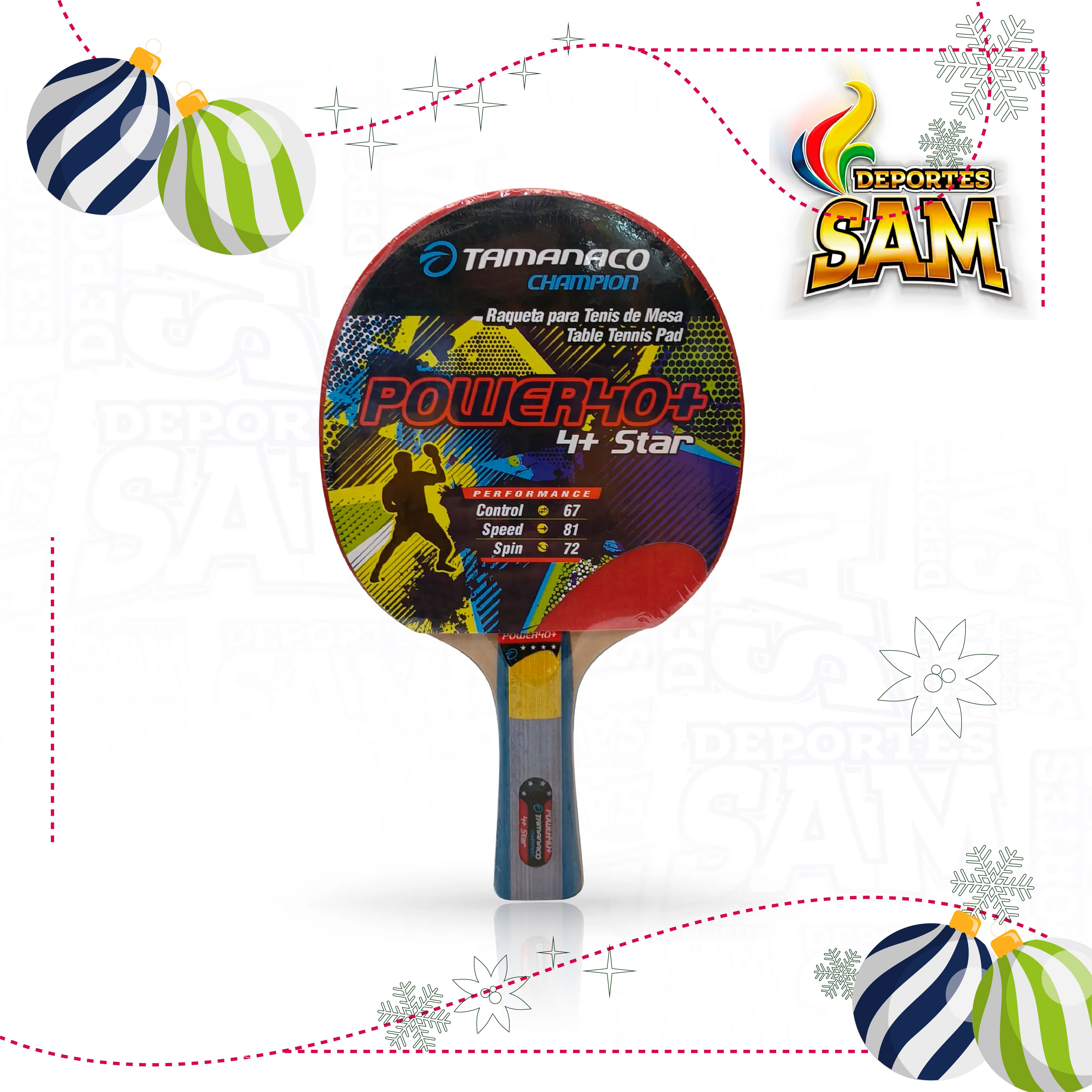 RAQUETA PING PONG 4 ESTRELLAS TAMANACO POWER 40+ -