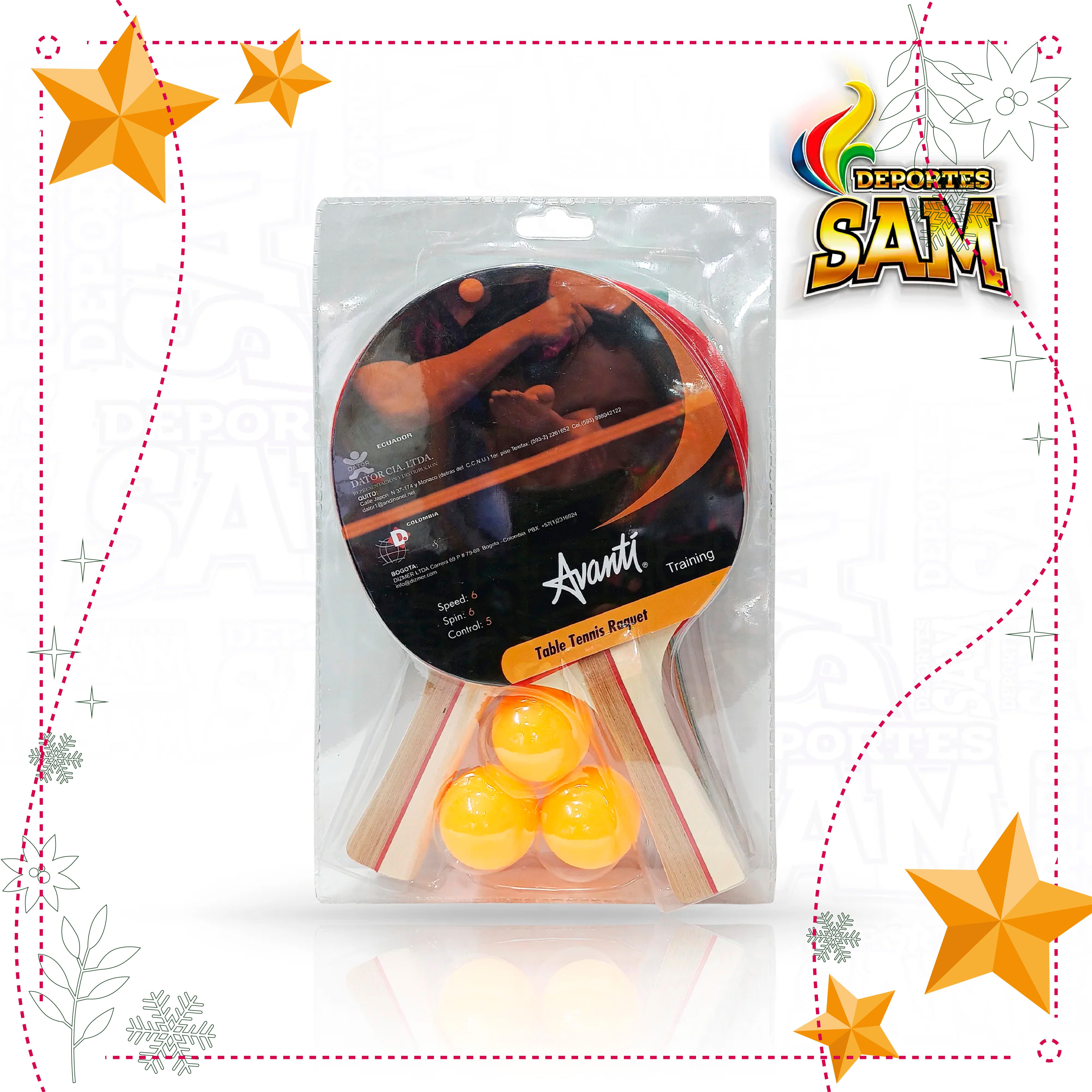 RAQUETA PING PONG AVANTI 2PCS 3  BALLS POST & MALLA 3 STAR