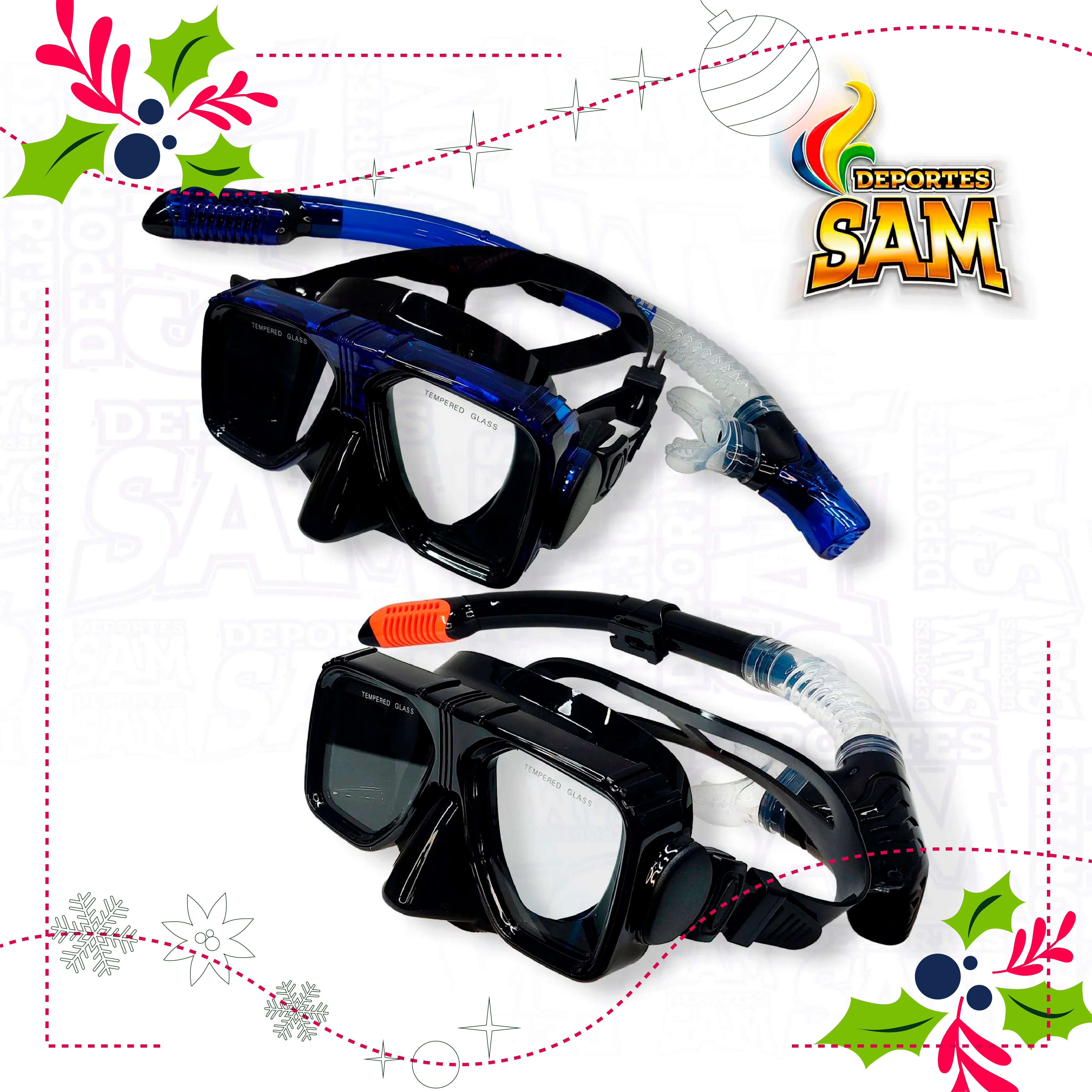 SET CARETA SNORKEL TEMPERED GLASS DOBLE VAL RUNNER