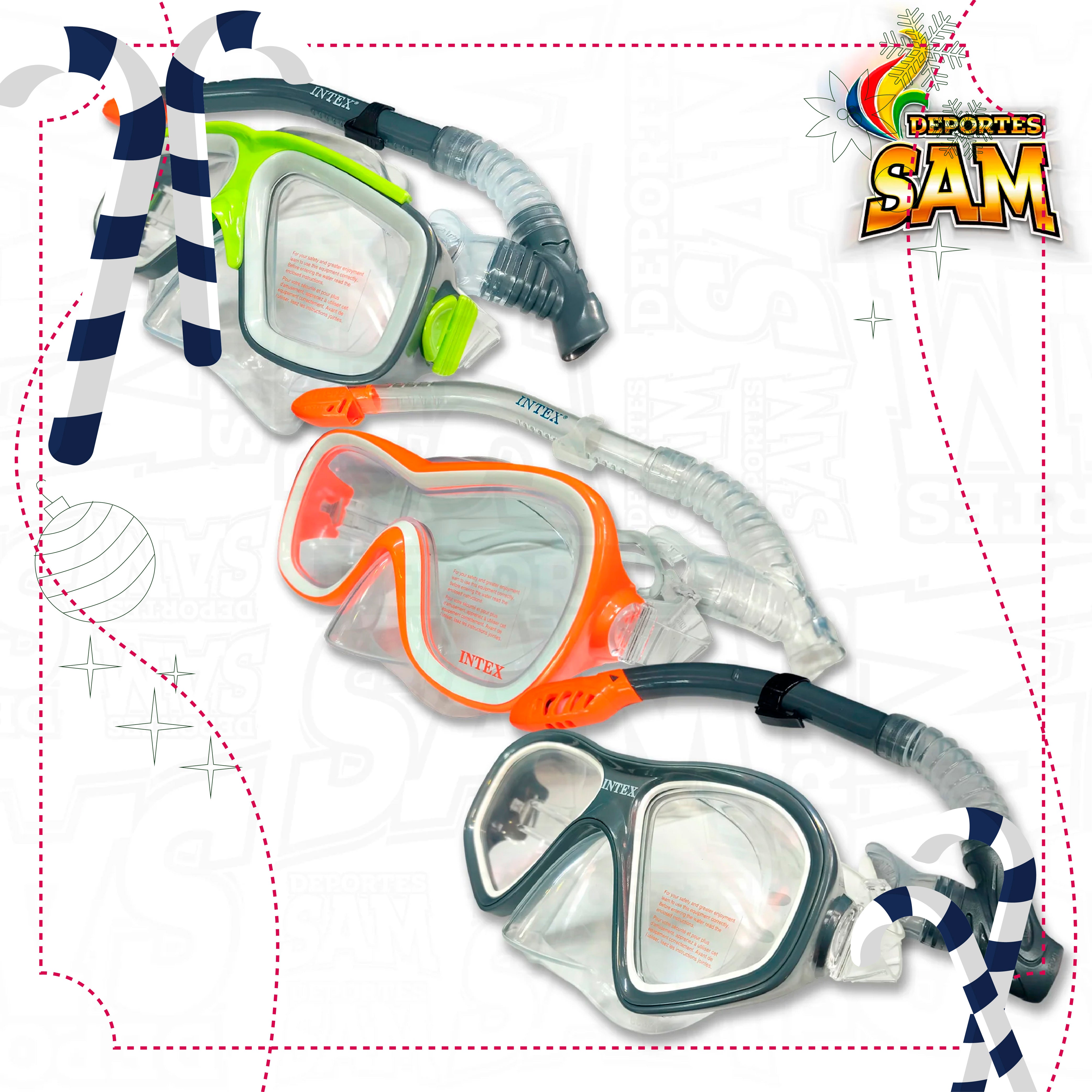 SET CARETA Y SNORKEL INTEX DOBLE VALVULA