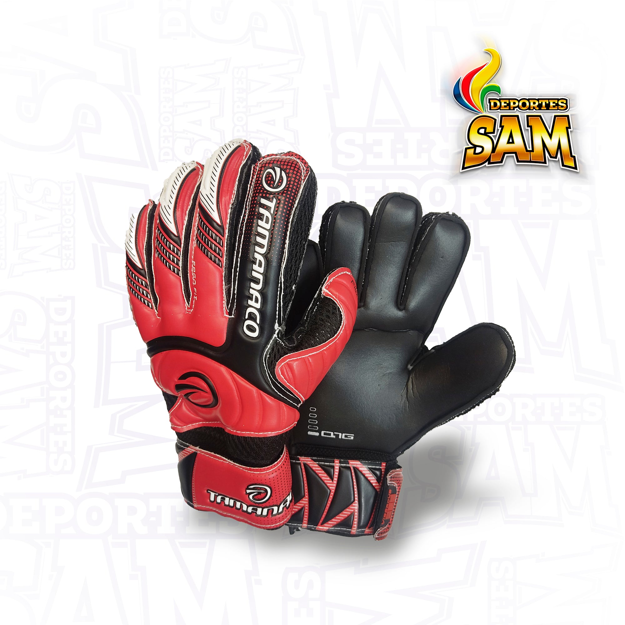 GUANTES ARQUERO TAMANACO ROJ/NEG PALMA NEGRA ANTIFRACTURA